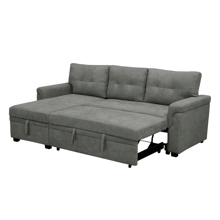 Reversible Sectional Sofa with Pull-Out Sleeper Bed, Hidden Storage Chaise, Durable Legs