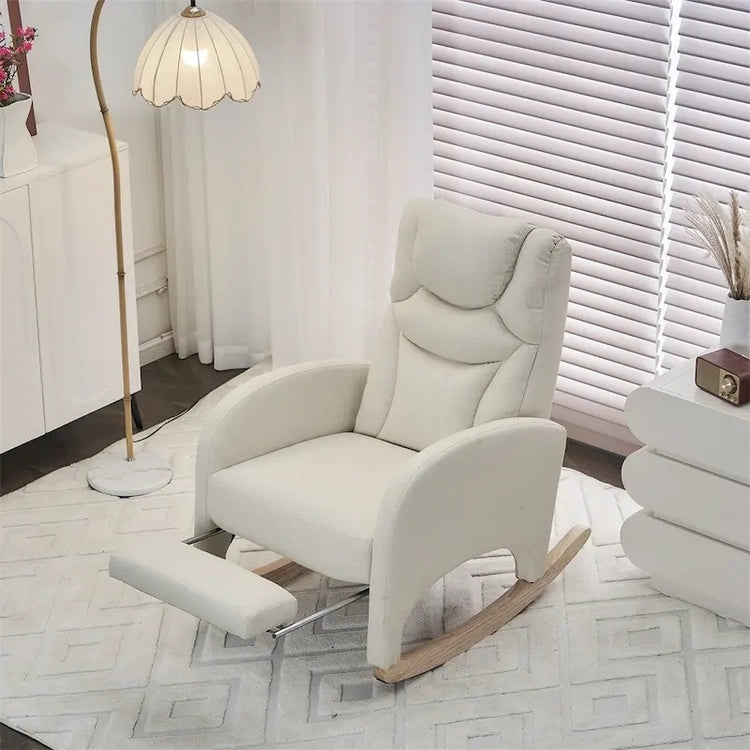 Ergonomic Fabric Nursery Rocking Chair with Adjustable Footrest