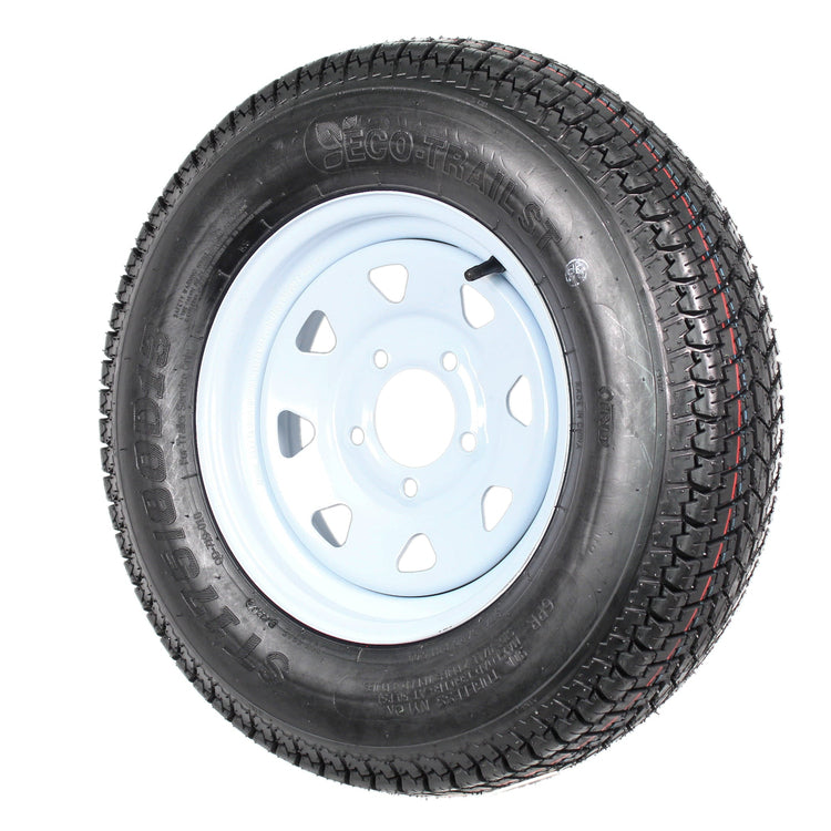 2-Pk Trailer Tires Rims ST175/80D13 175/80 13 B78-13 Lrc 5 Lug White Spoke Wheel