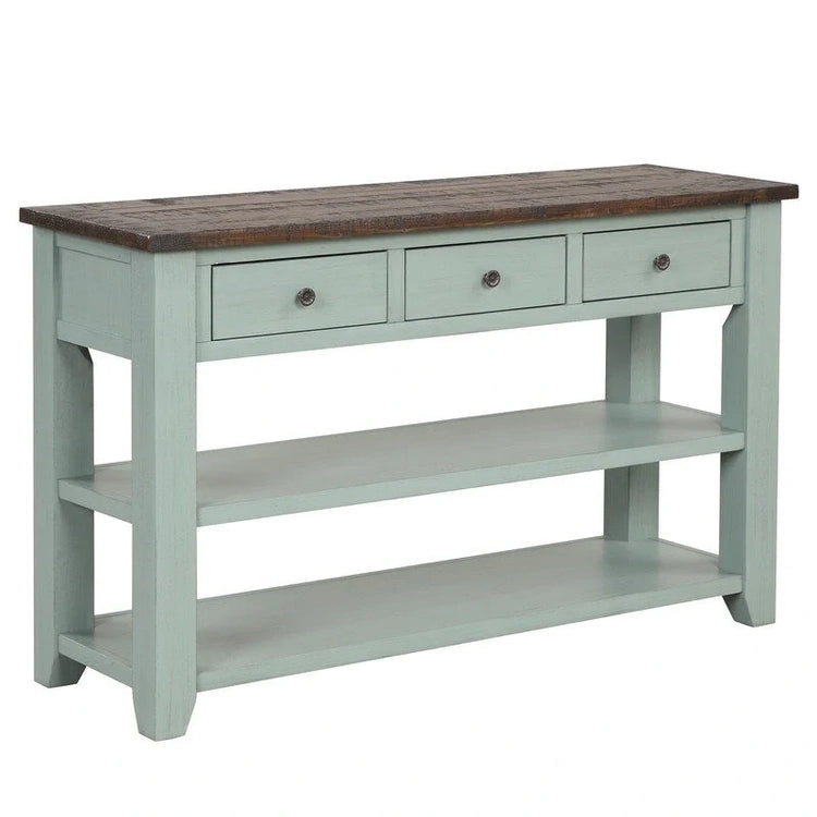 Wood Console Table with 3 Storage Drawers and 2 Shelves