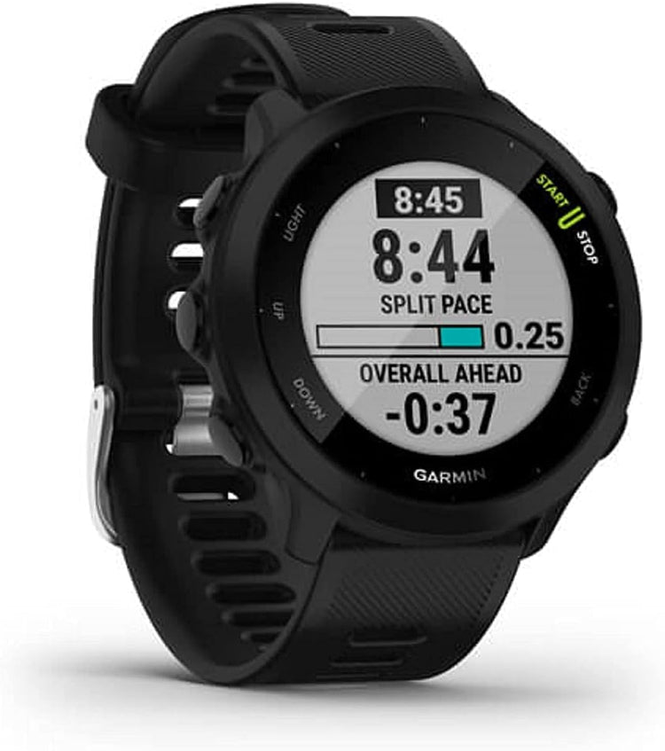 Garmin Forerunner 55 GPS Running Smartwatch, Heart Rate Monitor, Pacepro, 2-Week Battery, Black
