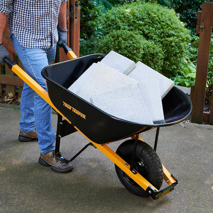 True Temper R6STFFEC 6 Cu. Ft.. Barrow in a Box Steel Wheelbarrow with Never Flat Tire and Steel Handles