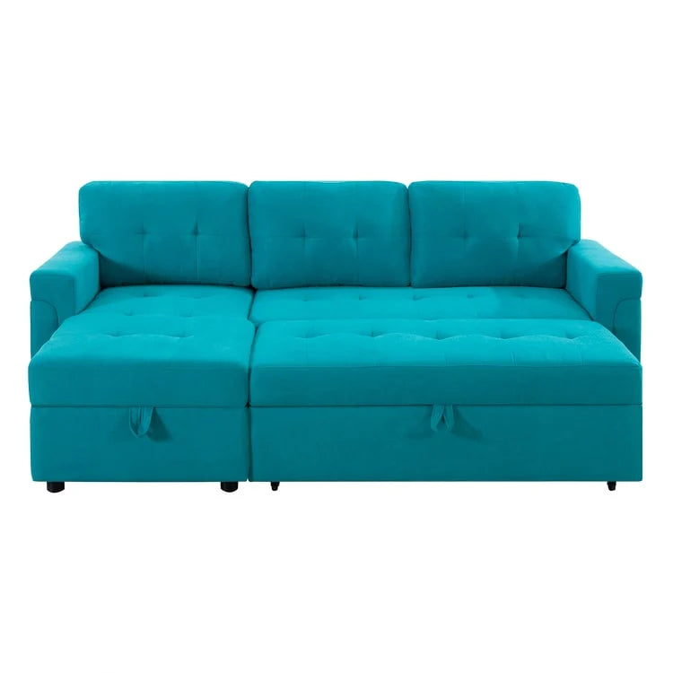 Reversible Sectional Sofa with Pull-Out Sleeper Bed, Hidden Storage Chaise, Durable Legs