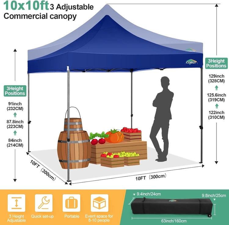 Cobizi 10x20 Heavy Duty Pop up Canopy Tent with 6 Sidewalls Easy up Commercial Outdoor Canopy Wedding Party Tents