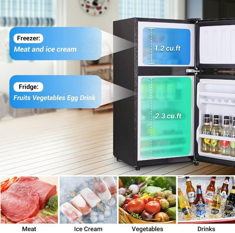 Apartment Size Refrigerator, 3.5 Cu. Ft. Samll Refrigerator with Freezer Suitable for Home and Apartments, Freestanding