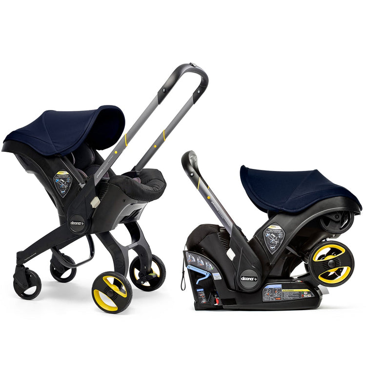 Infant Car Seat Stroller with Latch Base - Midnight Edition, Car to Stroller in Seconds, Aircraft Approved, Includes Essentials Bag