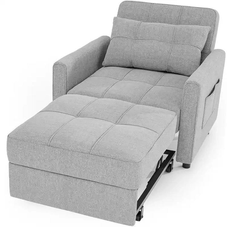 3-in-1 Pull-Out Sofa Bed Sleeper Chair, Convertible Adjustable Foldable Upholstered Lounge Couch