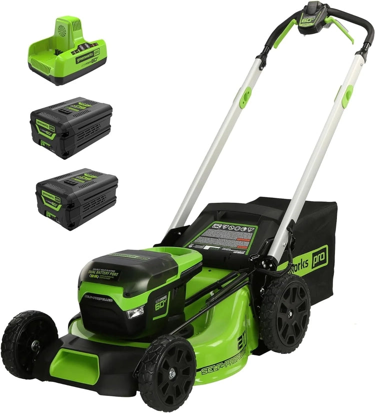 60V 21" Cordless (Self-Propelled) Lawn Mower, 2 X 4.0Ah Batteries and Dual Port Rapid Charger