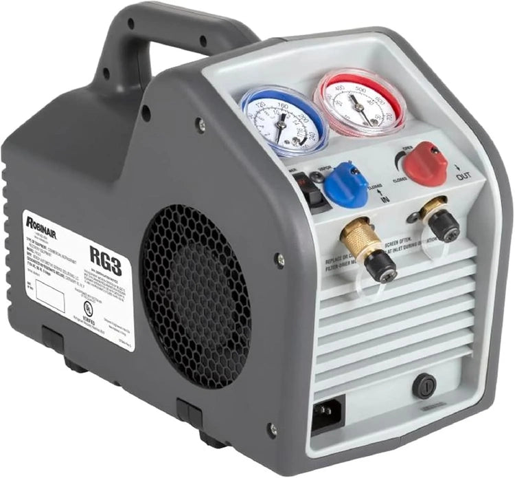 Portable Refrigerant Recovery Machine - 115V, 60Hz, for Both Liquid and Vapor Refrigerant, White-Robinair