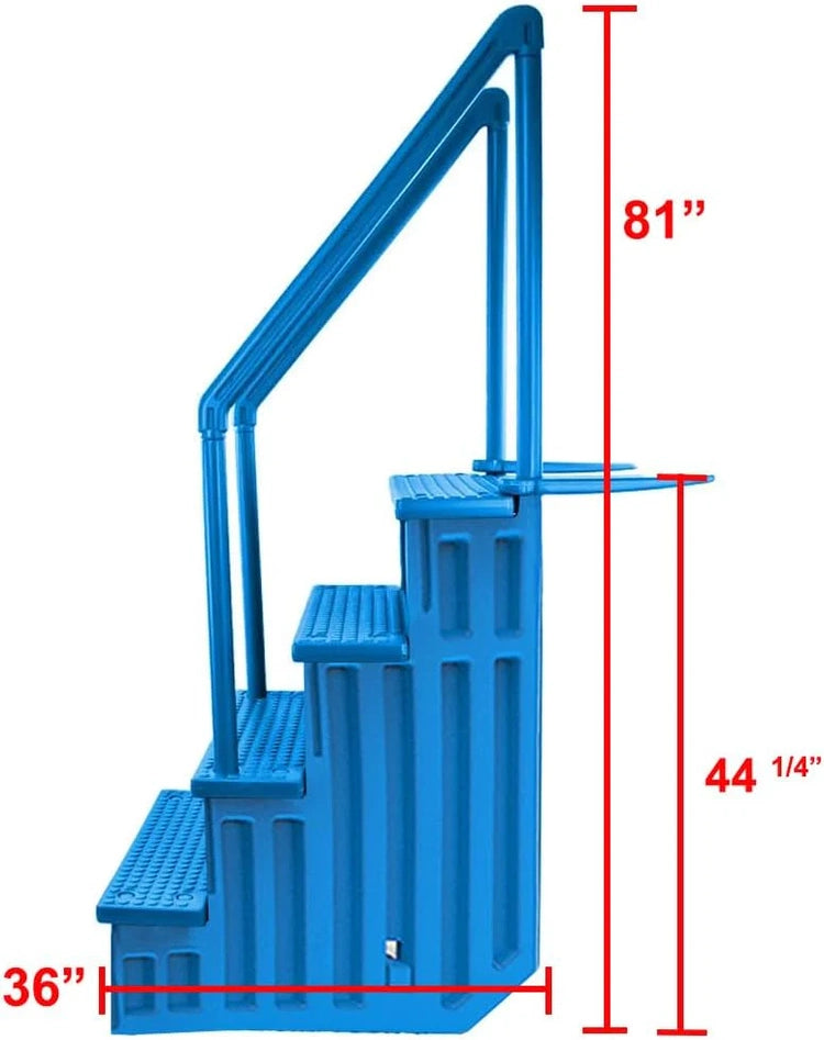 Select Anti-Slip in-Pool Steps, Gray, for Above Ground Swimming Pools, Can Mount to Decks 48" to 54" H, Safety Stairs Capacity up to 300 Lbs