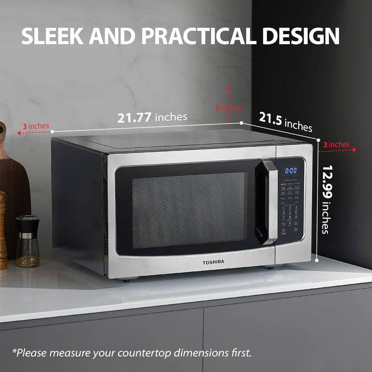 Toshiba 4-in-1 Ml-EC42P(SS) Countertop Microwave Oven, Smart Sensor, Convection, Air Fryer Combo, Mute Function, Position Memory 13.6" Turntable