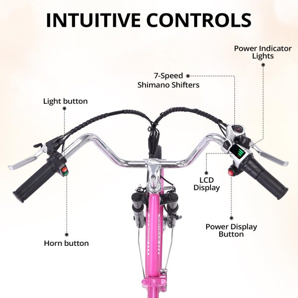 Electric Tricycle for Adults, 7 Speeds Folding Electric Trike, 24 Inch 3 Wheel Motorized Bicycle w/36V 10Ah Removable Battery