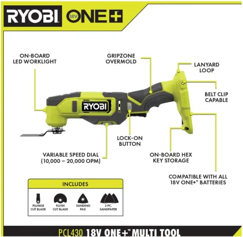 Ryobi One+ 18V Cordless 6-Tool Combo Kit with Drill, Impact Driver, Saw, Multi-Tool & LED Light