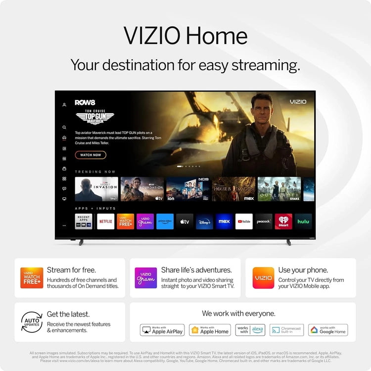 Vizio 50'' 4K Resolution HDR Smart TV, Dolby Vision HDR/HDR10+, Wi-Fi 6