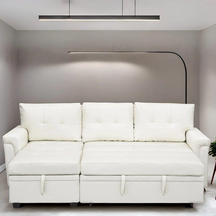Reversible Sectional Sofa with Pull-Out Sleeper Bed, Hidden Storage Chaise, Durable Legs