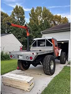 Pismire Winch Versatile 0.5T Folding Truck-Mounted Bed Crane Hoist Lift Pickup with Electric Winch 3500 Lb 12V
