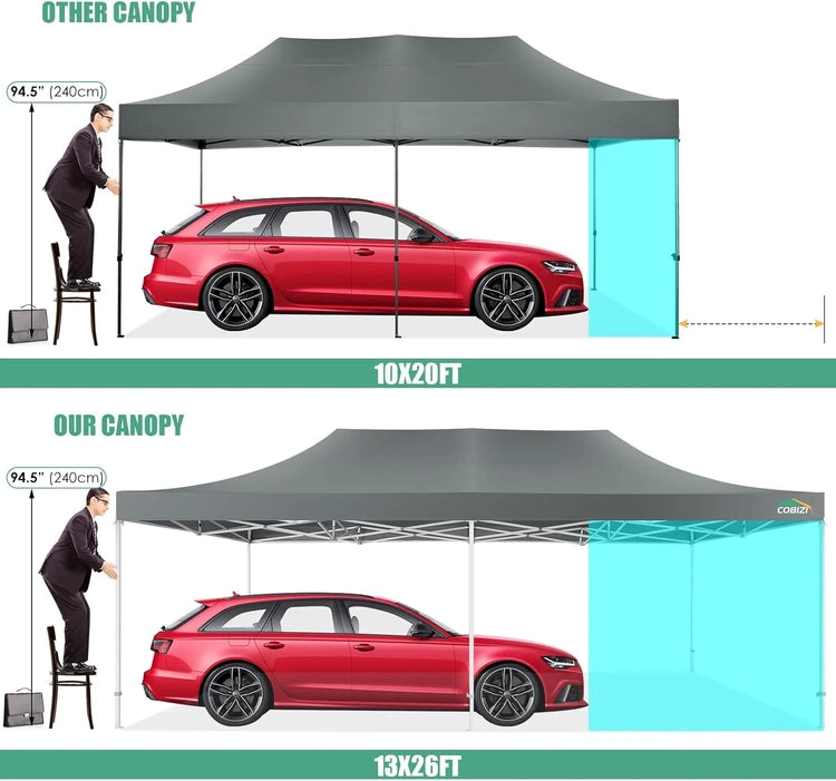 Cobizi 10x20 Heavy Duty Pop up Canopy Tent with 6 Sidewalls Easy up Commercial Outdoor Canopy Wedding Party Tents