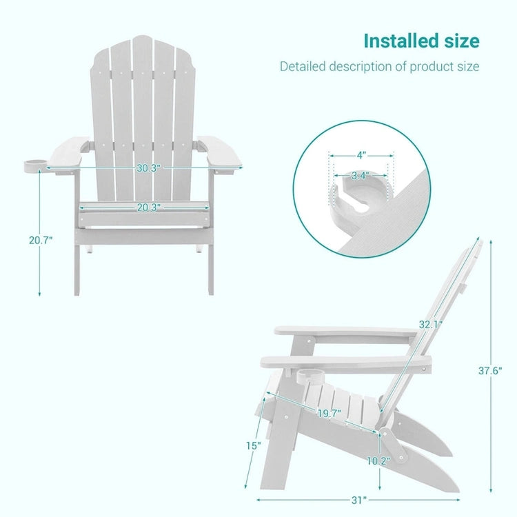 Bonosuki Set of 2 Folding Adirondack Chair Patio Fire Pit Chair