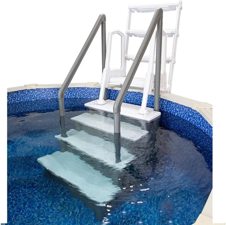 Select Anti-Slip in-Pool Steps, Gray, for Above Ground Swimming Pools, Can Mount to Decks 48" to 54" H, Safety Stairs Capacity up to 300 Lbs