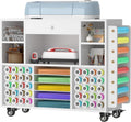 Craft Organization and Storage Cart Compatible with Cricut Machine, Rolling Craft Organizer with Large Drawer & 48 Vinyl Roll Holder