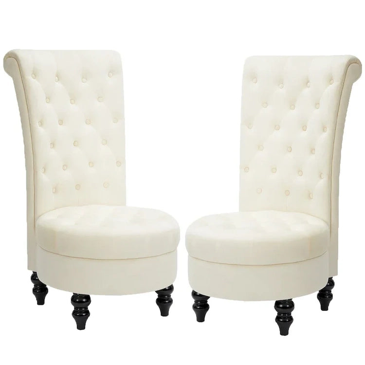 Avawing Set of 2 Throne Royal Chair Thick Padding and Rubberwood Legs