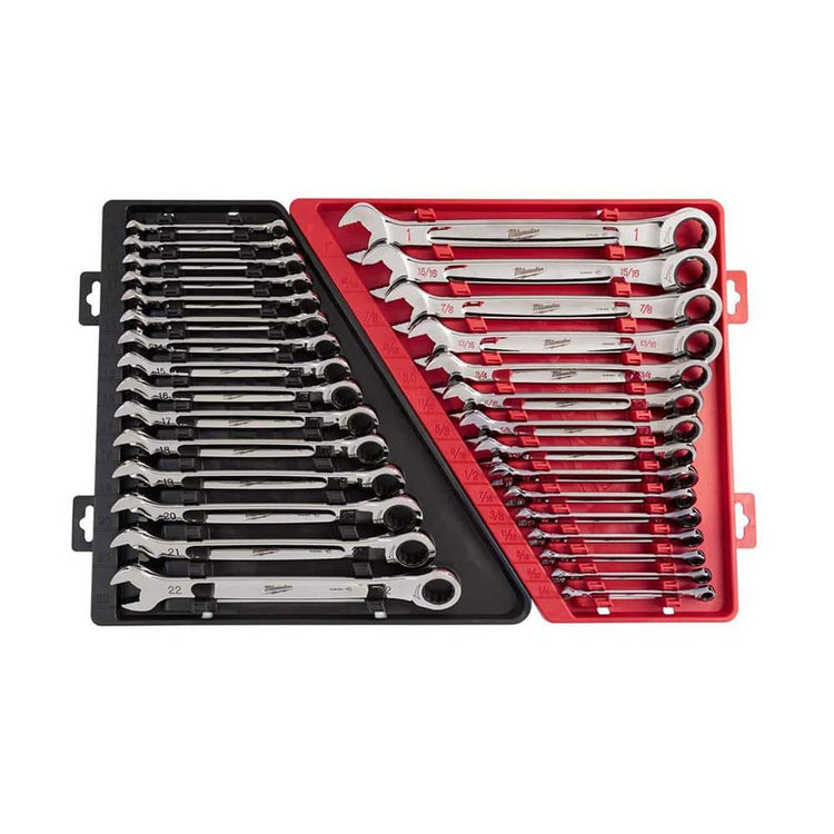 Sae/Metric Combination Ratcheting Wrench Mechanics Tool Set (30-Piece) 48-22-9416-48-22-9516