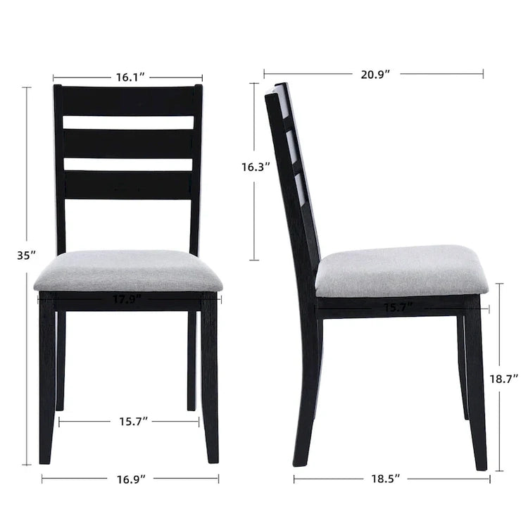 5-Piece Solid Wood 47L Dining Table Sets (1 Table+ 4 Slat Back Chairs)
