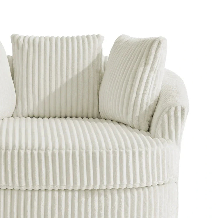 2 Set Oversized 43 W Plush Corduroy Swivel Barrel Chair with Pillows