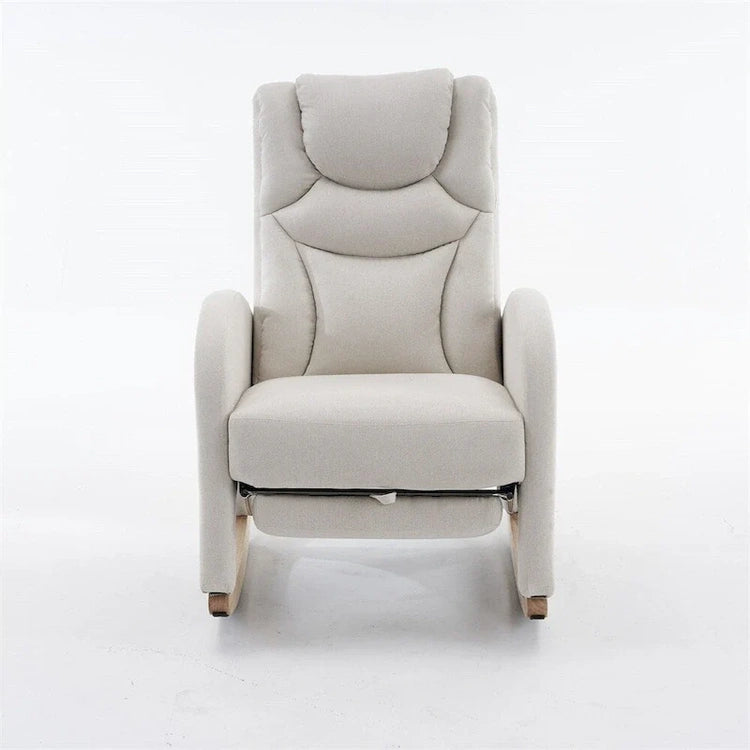 Ergonomic Fabric Nursery Rocking Chair with Adjustable Footrest