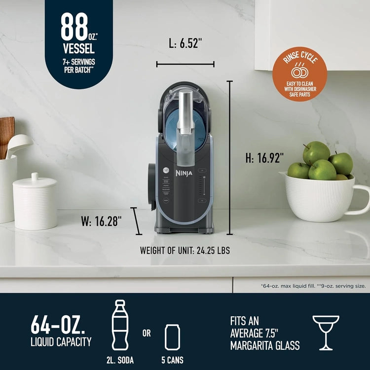 Slushi with Rapidchill Technology, 88 Oz. Frozen Drink & Slushie Machine, 5 Preset Programs, Margaritas, Frappés, and More, Accents, Black