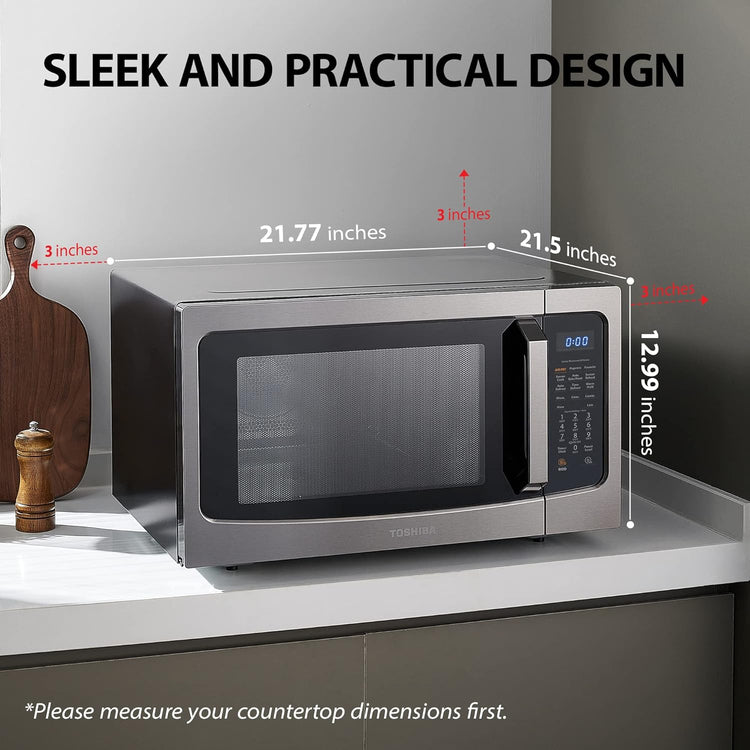 Toshiba 4-in-1 Ml-EC42P(SS) Countertop Microwave Oven, Smart Sensor, Convection, Air Fryer Combo, Mute Function, Position Memory 13.6" Turntable