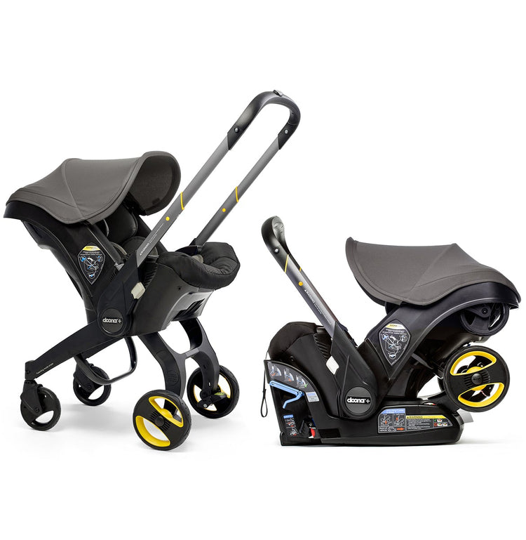 Infant Car Seat Stroller with Latch Base - Midnight Edition, Car to Stroller in Seconds, Aircraft Approved, Includes Essentials Bag