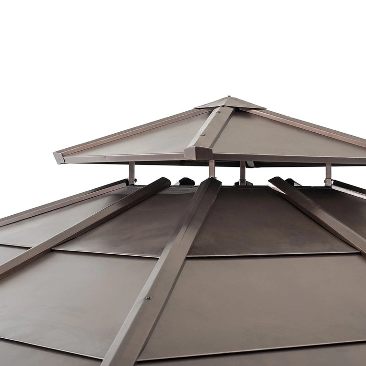 10 Ft. X Ft. Cedar Framed Gazebo with Steel 2-Tier Hip Roof Hardtop