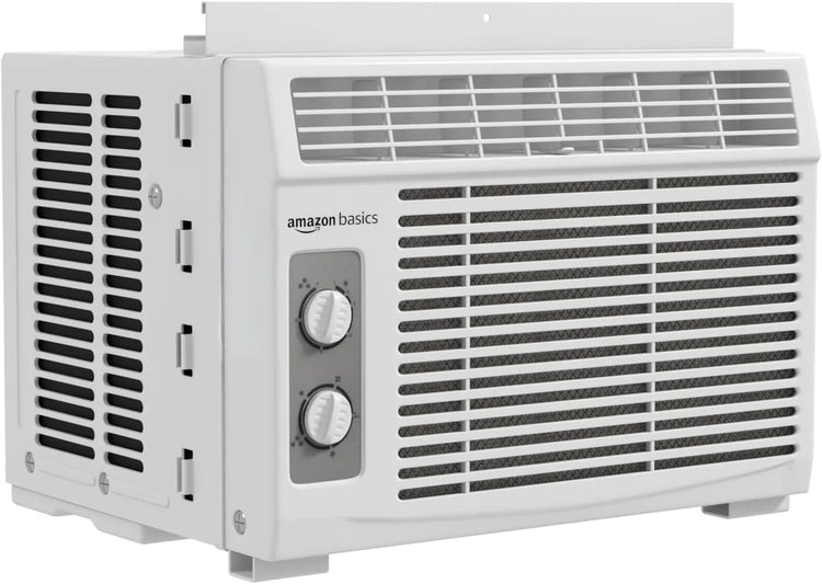 Amazon Basics 5000-BTU Window Air Conditioner with Quiet Operation, up to 150 Sqf, Cool and Fan Functions, Washable Filter, Adjustable Window Kit