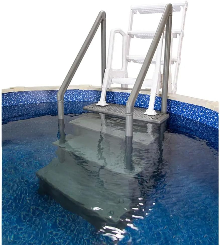 Select Anti-Slip in-Pool Steps, Gray, for Above Ground Swimming Pools, Can Mount to Decks 48" to 54" H, Safety Stairs Capacity up to 300 Lbs