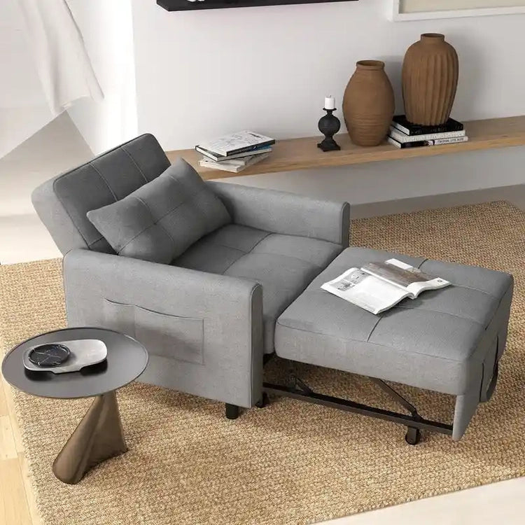 3-in-1 Pull-Out Sofa Bed Sleeper Chair, Convertible Adjustable Foldable Upholstered Lounge Couch