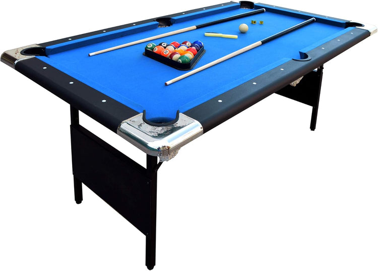 Hathaway Fairmont 6 Ft Portable Pool Table, Adults Folding Billiards Tables for Game Room with Easy Foldable Storage