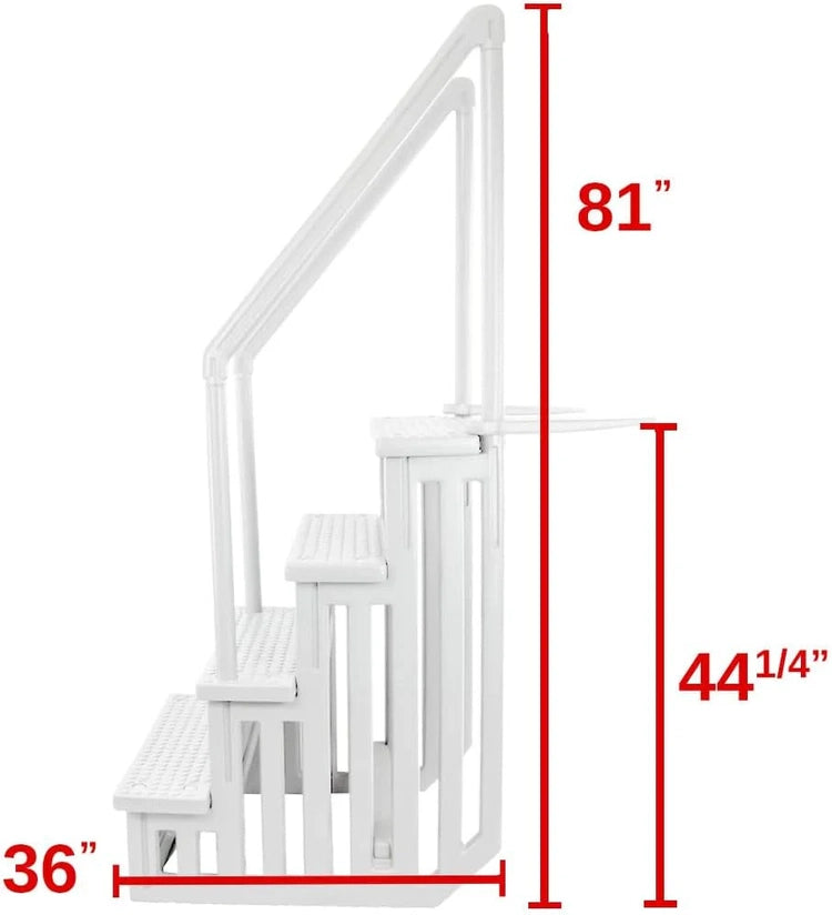 Select Anti-Slip in-Pool Steps, Gray, for Above Ground Swimming Pools, Can Mount to Decks 48" to 54" H, Safety Stairs Capacity up to 300 Lbs