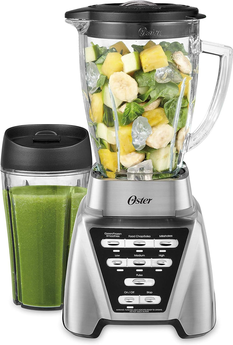 Oster Blender, Pro 1200 with Glass Jar, 24-Ounce Smoothie Cup, Brushed Nickel