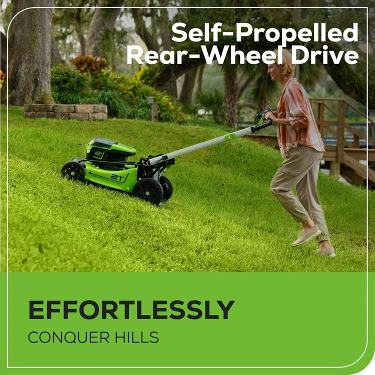 60V 21" Cordless (Self-Propelled) Lawn Mower, 2 X 4.0Ah Batteries and Dual Port Rapid Charger