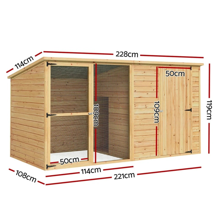 I.Pet Dog Kennel Extra Large 2.28M Wooden House Bed Outdoor Pet Puppy Cabin Log