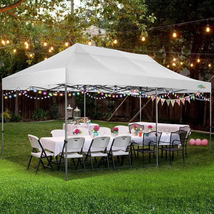 Cobizi 10x20 Heavy Duty Pop up Canopy Tent with 6 Sidewalls Easy up Commercial Outdoor Canopy Wedding Party Tents