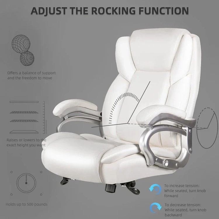 Bossin Big and Tall Executive Office Chair,500LBS Adjustable Lumbar Support Ergonomic Chair with High Back Pu Leather Computer