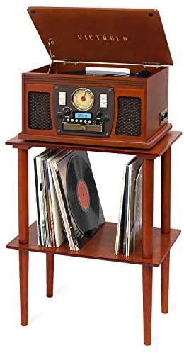 Victrola 8-in-1 Bluetooth Record Player & Multimedia Center, Built-in Stereo Speakers - Turntable, Wireless Music Streaming