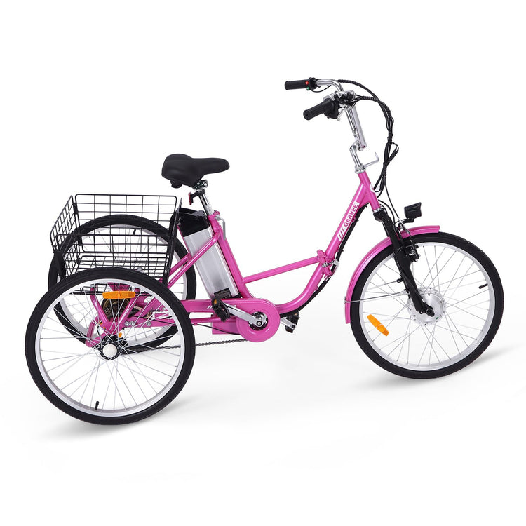 Electric Tricycle for Adults, 7 Speeds Folding Electric Trike, 24 Inch 3 Wheel Motorized Bicycle w/36V 10Ah Removable Battery