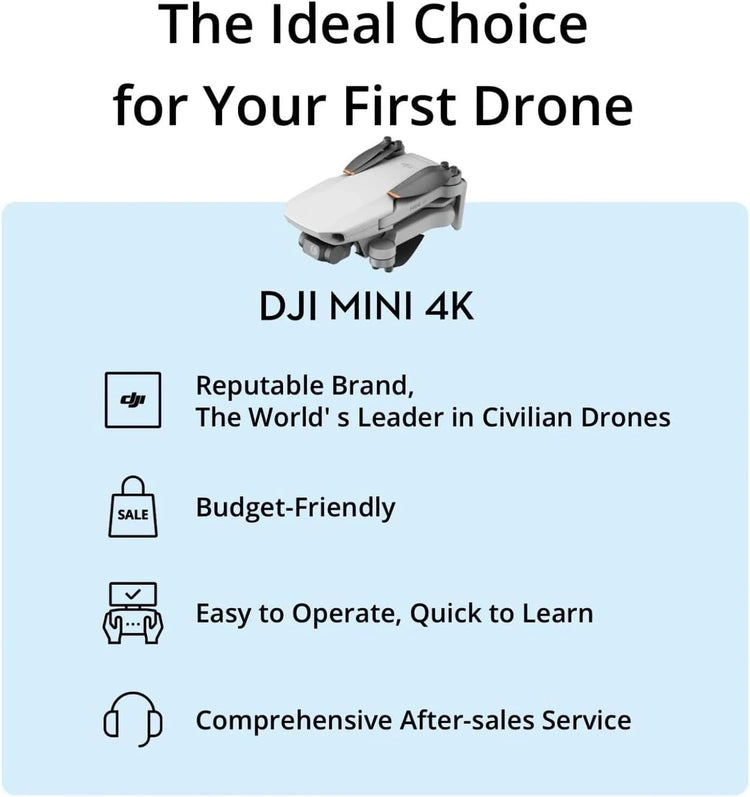 DJI Mini 4K, Drone with 4K UHD Camera for Adults, Under 249 G, 3-Axis Gimbal Stabilization, 10km Video Transmission, Auto Return, Wind Resistance