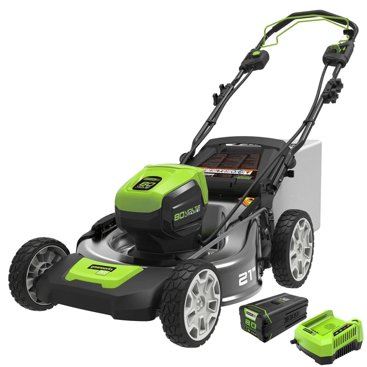 80V Cordless 21'' Self-Propelled Brushless Lawn Mower, Greenworks
