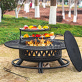 47 Inch Fire Pit with 2 Grills, Outdoor Extra Large Firepits for Outside, Wood Burning Fireplace for Camping, Picnic, Bonfire