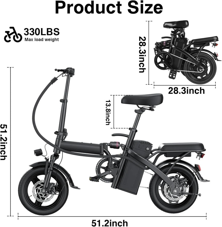 Electric Bike for Adults Teens Folding E-Bike Commuter City Foldable E-Bike Motor 48V 24MPH