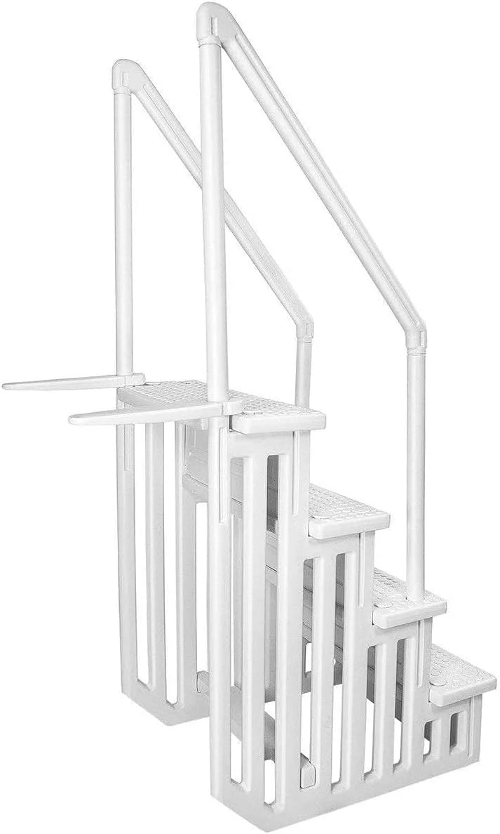 Select Anti-Slip in-Pool Steps, Gray, for Above Ground Swimming Pools, Can Mount to Decks 48" to 54" H, Safety Stairs Capacity up to 300 Lbs